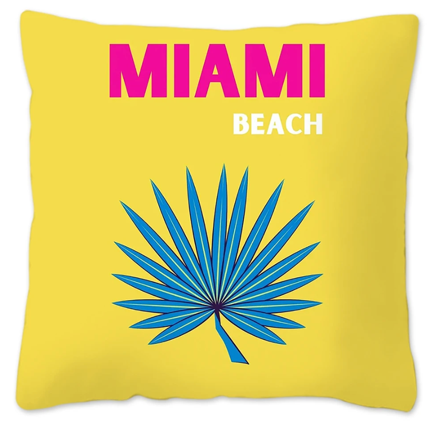 Pillow Cover, Travel to Miami, by Jojo